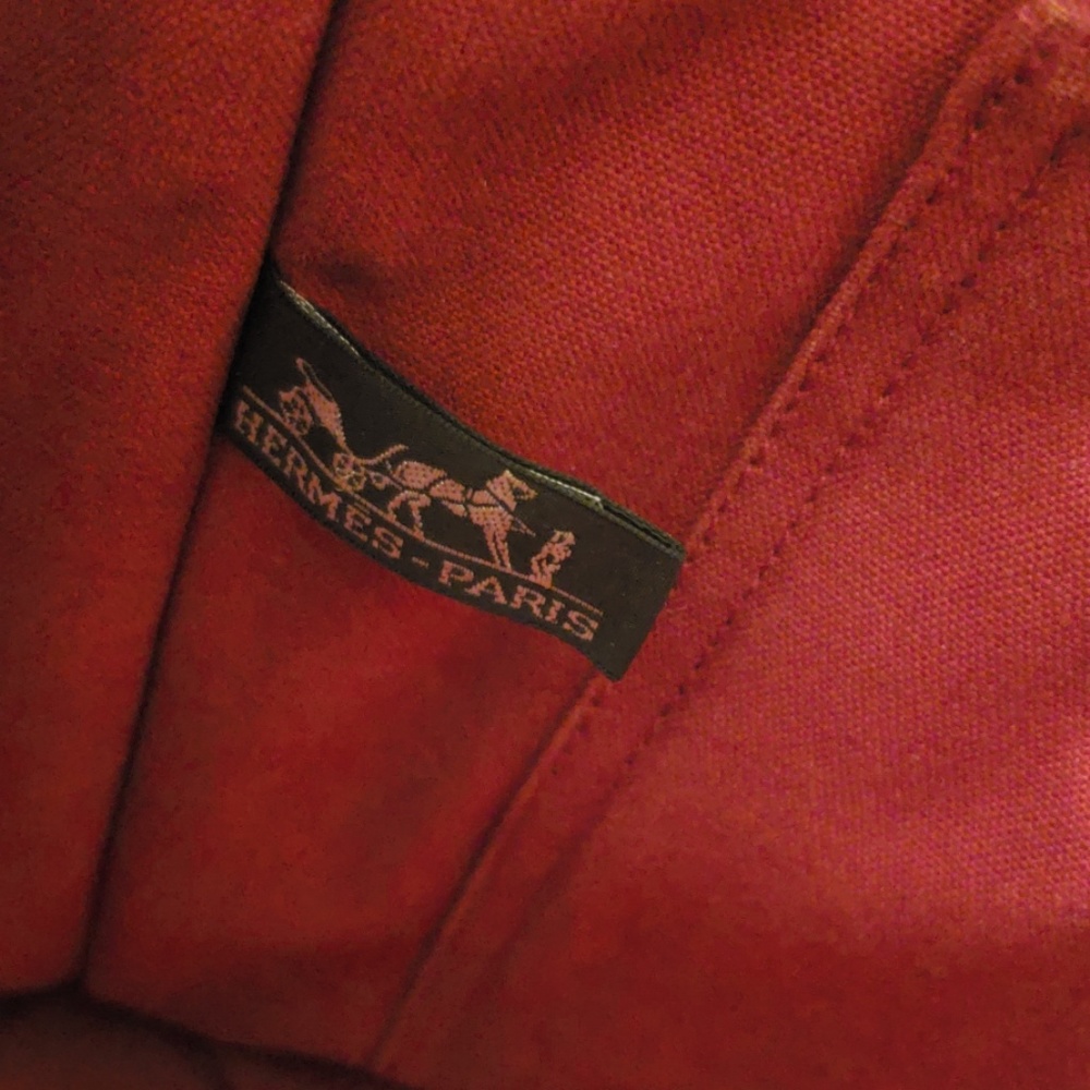 Hermes Burgundy Canvas Tote Bag - Picture 6 of 8